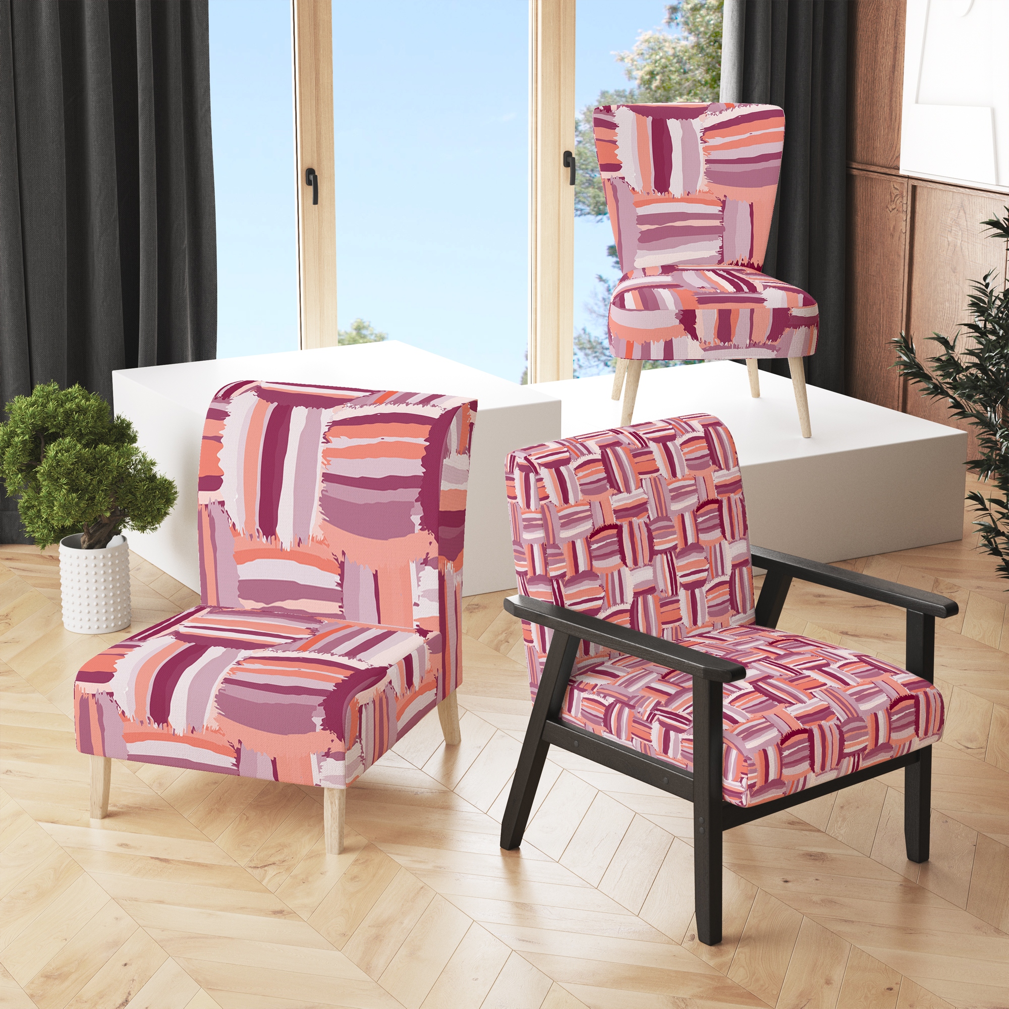 Pink striped chair deals
