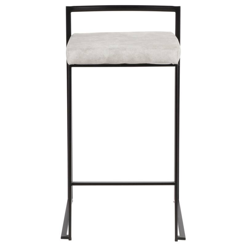 Porch & Den Forrest Contemporary Black Stackable Fully Welded Counter Stool (Set of 2)