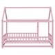 preview thumbnail 9 of 13, Kids Bed Floor Wooden Bed with House Roof Frame and Fence Guardrails DIY Decor