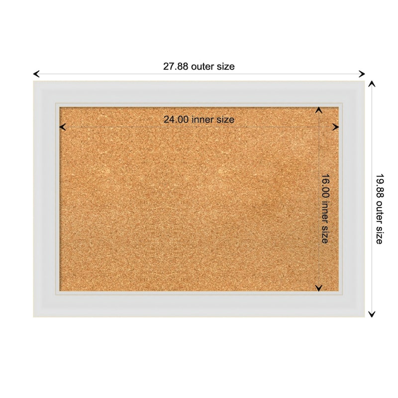 Flair Soft White Narrow Framed Cork Bulletin Memo Board