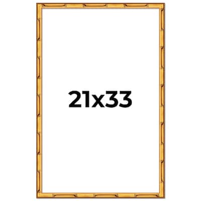 21x33 Frame Gold Bamboo Solid Wood Picture Frame | 1 Inch Moulding