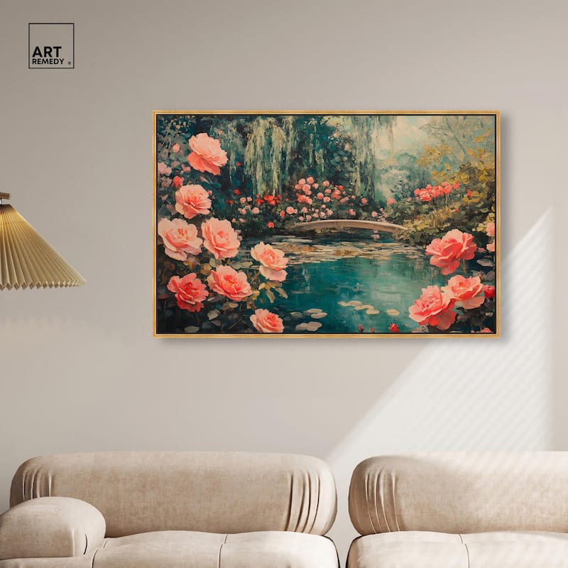 Rose Garden Bridge II Canvas by Art Remedy