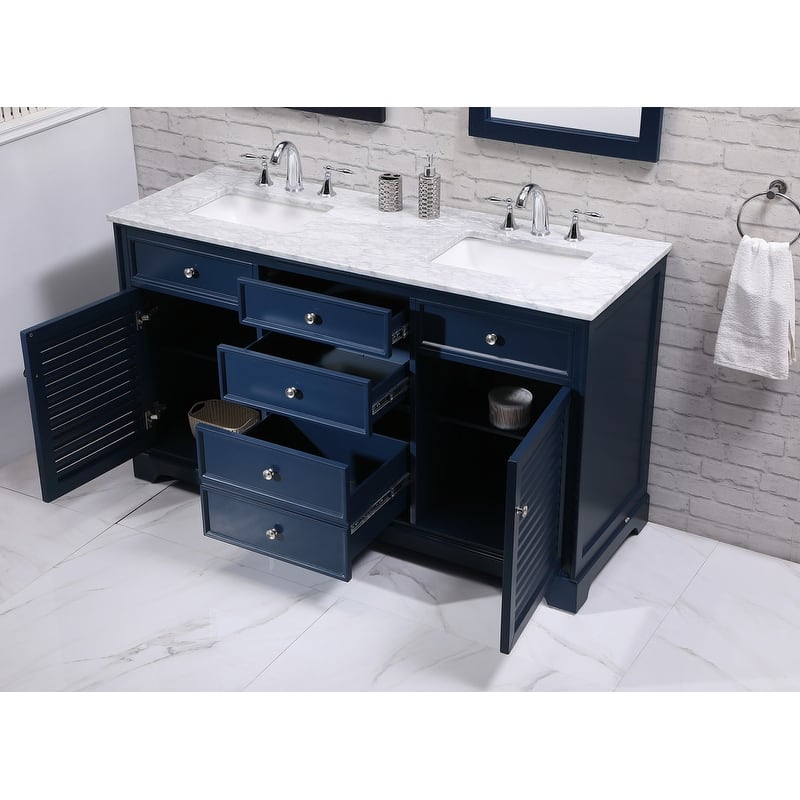 Contemporary 60" Double Bathroom Vanity Set