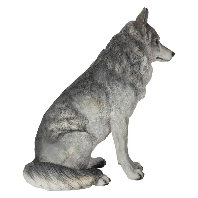 Sitting Gray Wolf Statue