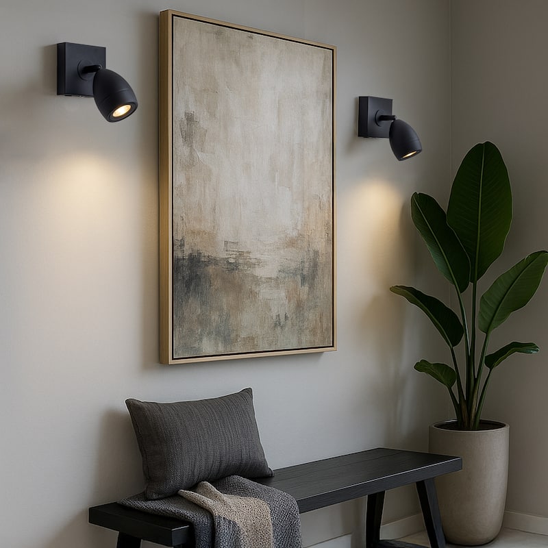 Black Cordless Wall Sconce Rechargeable with Touch & Remote Control, Adjustable and Stepless Dimmable Accent Light(2 Pack) - W5"