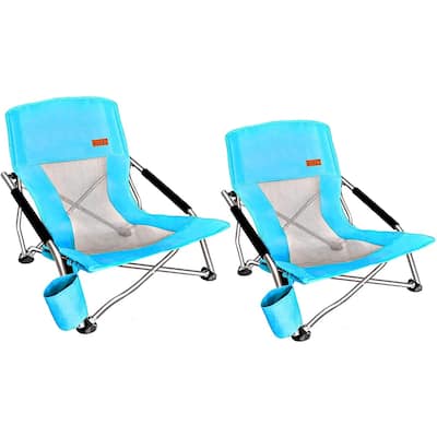Low Beach Camping Folding Chair, Ultralight Backpacking Chair with Cup Holder & Carry Bag Compact & Heavy Duty Outdoor, Camping