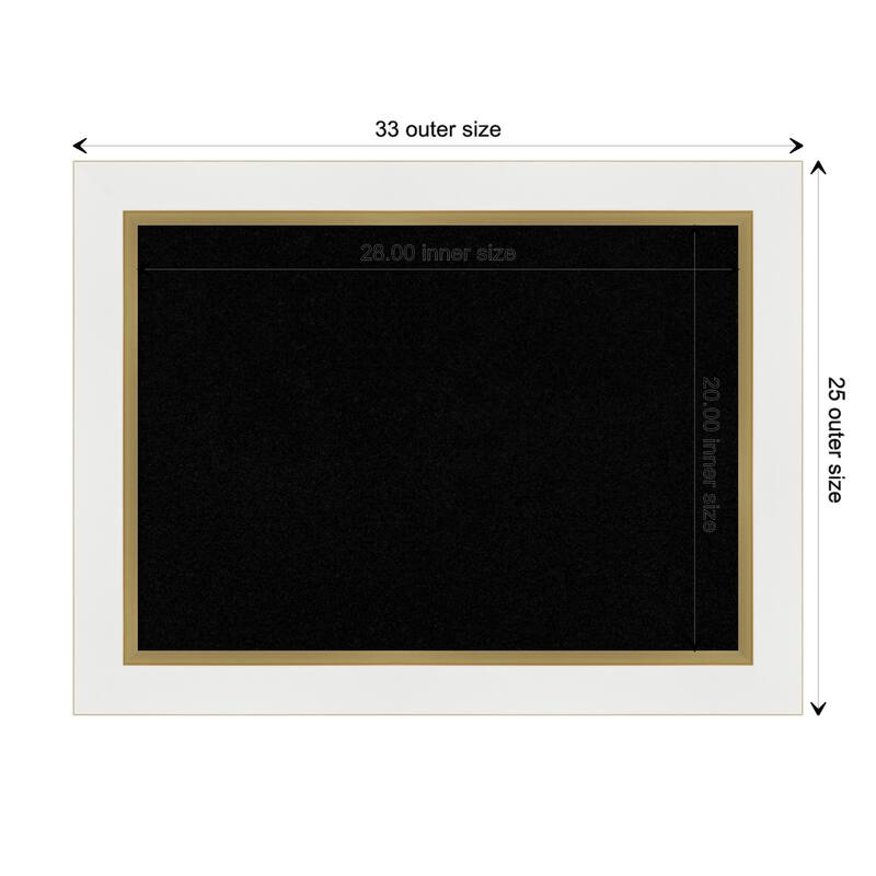 Eva Framed Black Corkboard Bulletin Board - Eva White Gold - Board Size 28x20