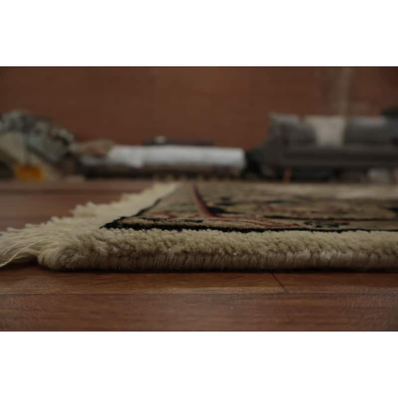 Hand Knotted Oriental 100% Wool Carpet Traditional All-Over Beige & Ivories Agra Area Rug - 8' 8'' X 6' 0''