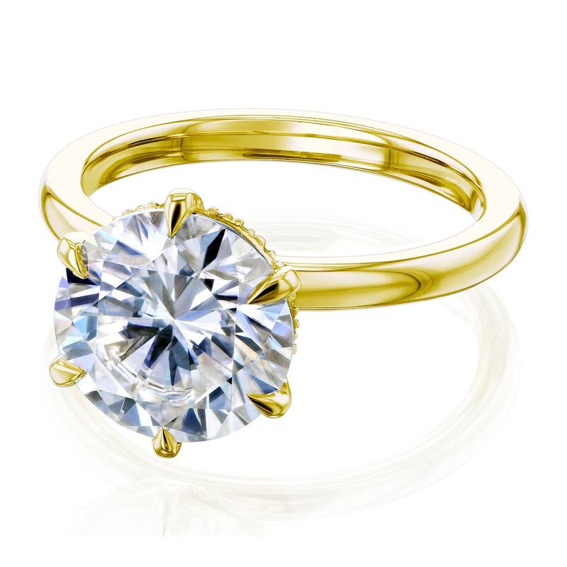 Kobelli 3 Carats Round Lab Grown Diamond Certified 14k Solid Gold Floating Hidden Halo Rosemarie Ring