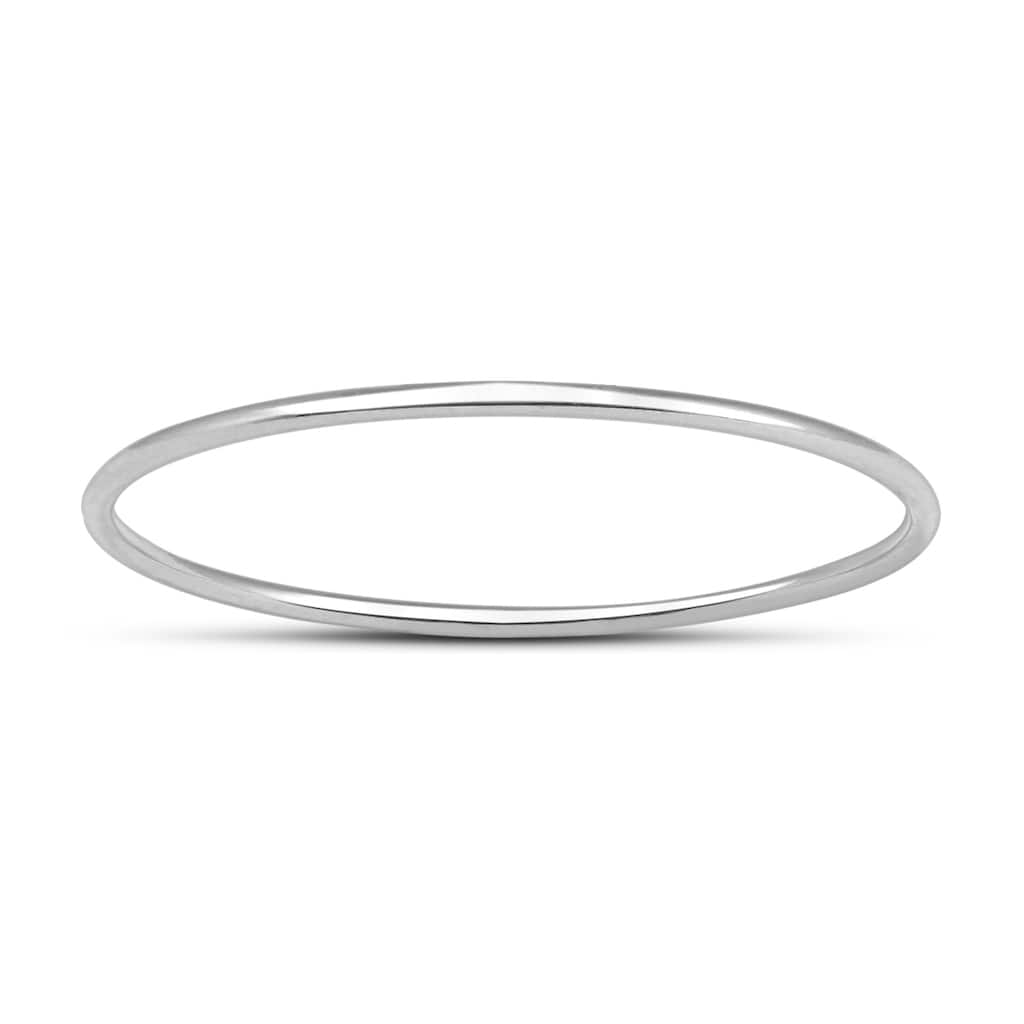 Skinny Thin Domed Stackable 14K White Gold Band (.75 mm)
