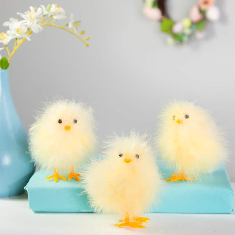 Fuzzy Easter Baby Chick Decorations - 3.25" - Set of 3