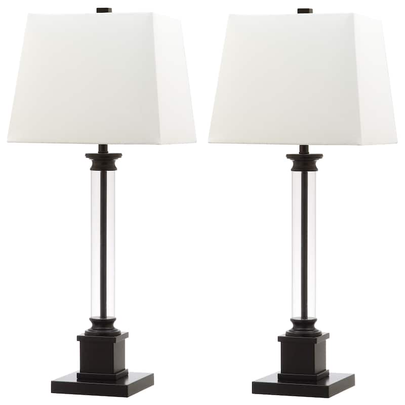 SAFAVIEH Lighting Tera 31-inch Clear/ Black Table Lamp (Set of 2) - 12.5"x12.5"x30.5" - 13Wx13Dx31H