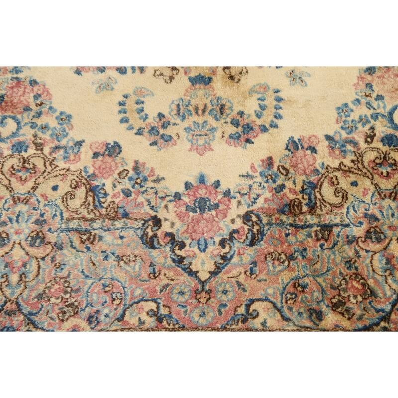 Vegetable Dye Floral Kerman Persian Area Rug Handmade Wool Carpet - 8'9" x 11'5"