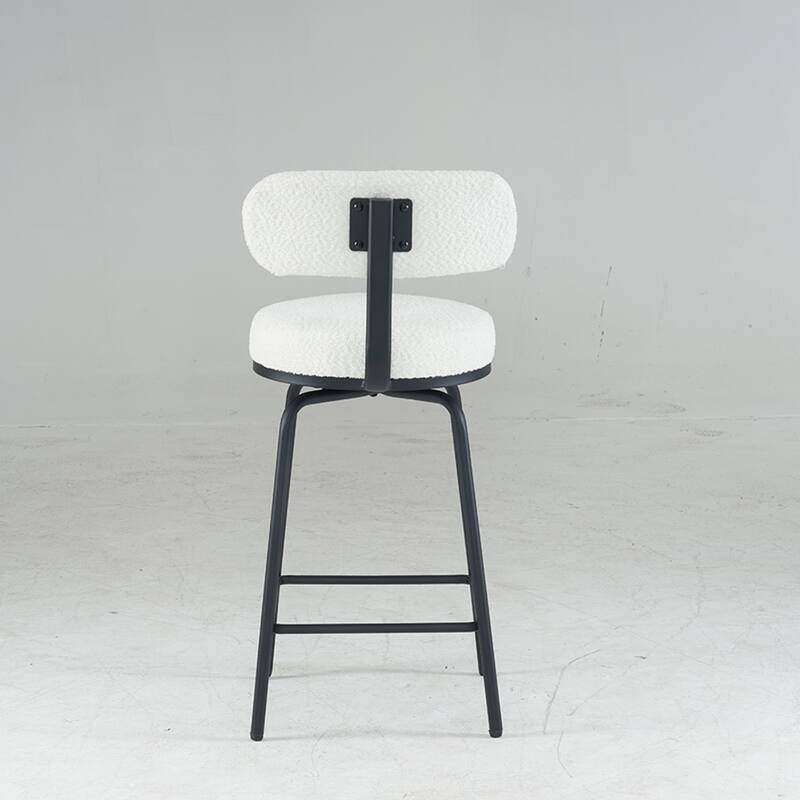 Modern Swivel Bar Stools Set of 2, Upholstered Counter Height Bar Chairs with Metal Legs & Footrest, 360° Swivel Bar stools