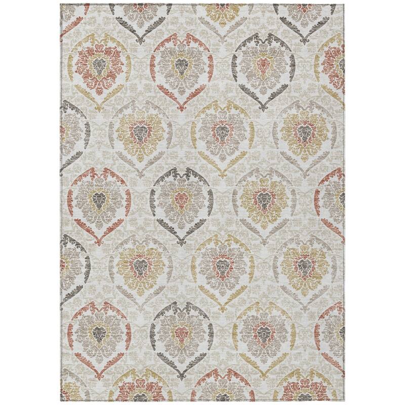 Machine Washable Indoor/ Outdoor Chantille Traditional Damask Rug