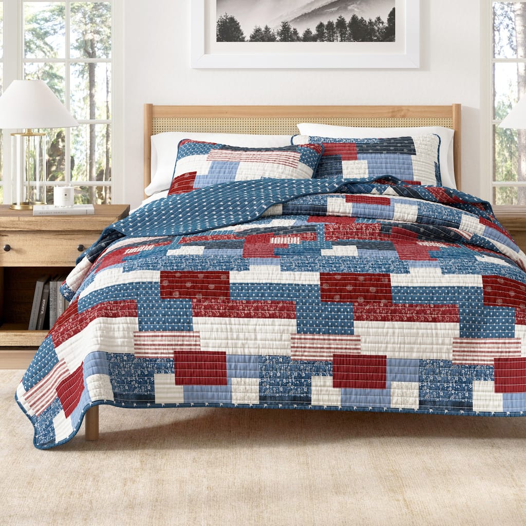 Linery & Co. Americana Stitched Quilt Set with Shams