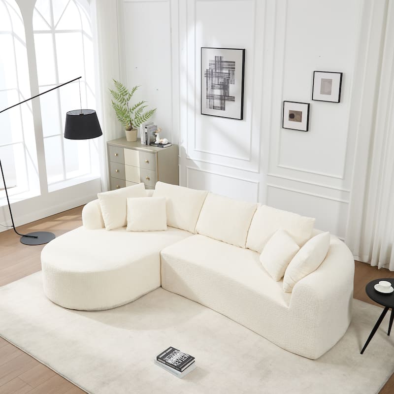 L-Shaped Modular Sectional Sofa with Chaise Lounge, Corduroy Boneless Cloud Sofa, High-Resilience Foam Compressed Sofa