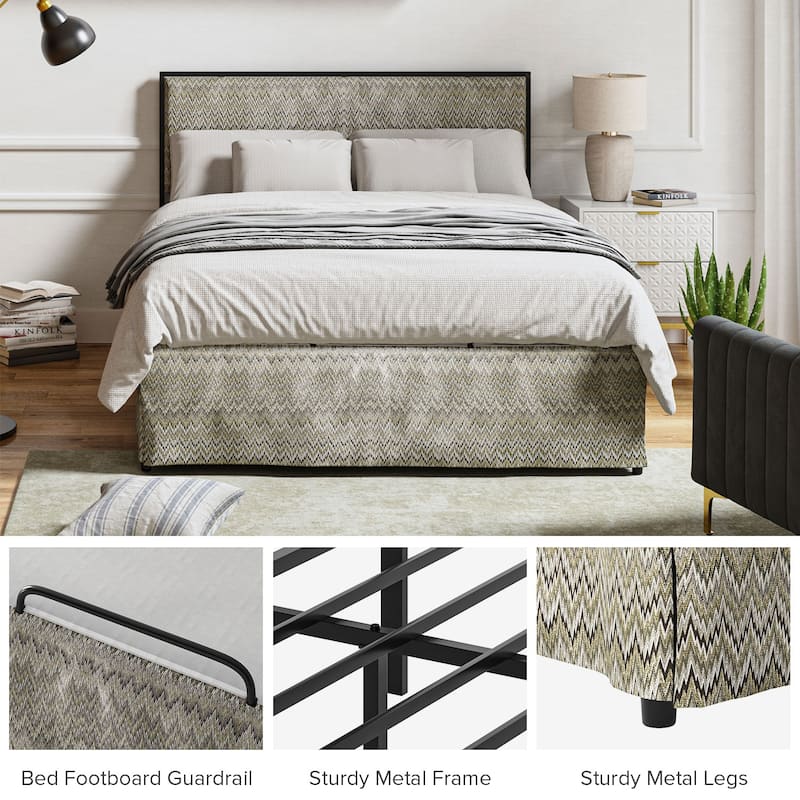 Oliver Modern Washable Slipcover Bed Upholstered Metal by HULALA HOME