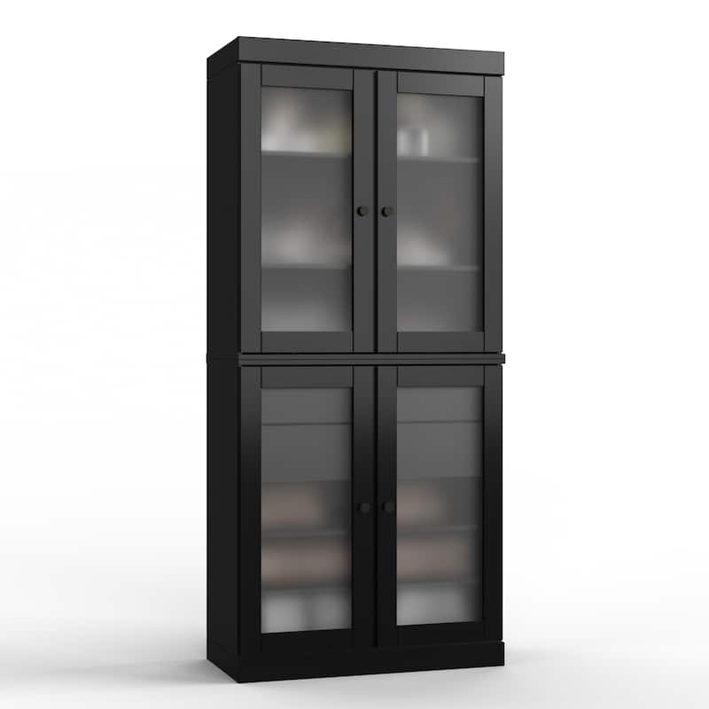 Palace Imports 100% Solid Wood 32" Bathroom Cabinet with Frosted Glass Doors, 2-Drawers and Adjustable Shelves