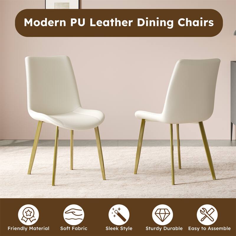 Modern PU Leather Metal Dining Chairs for Dining Room (Set of 4)