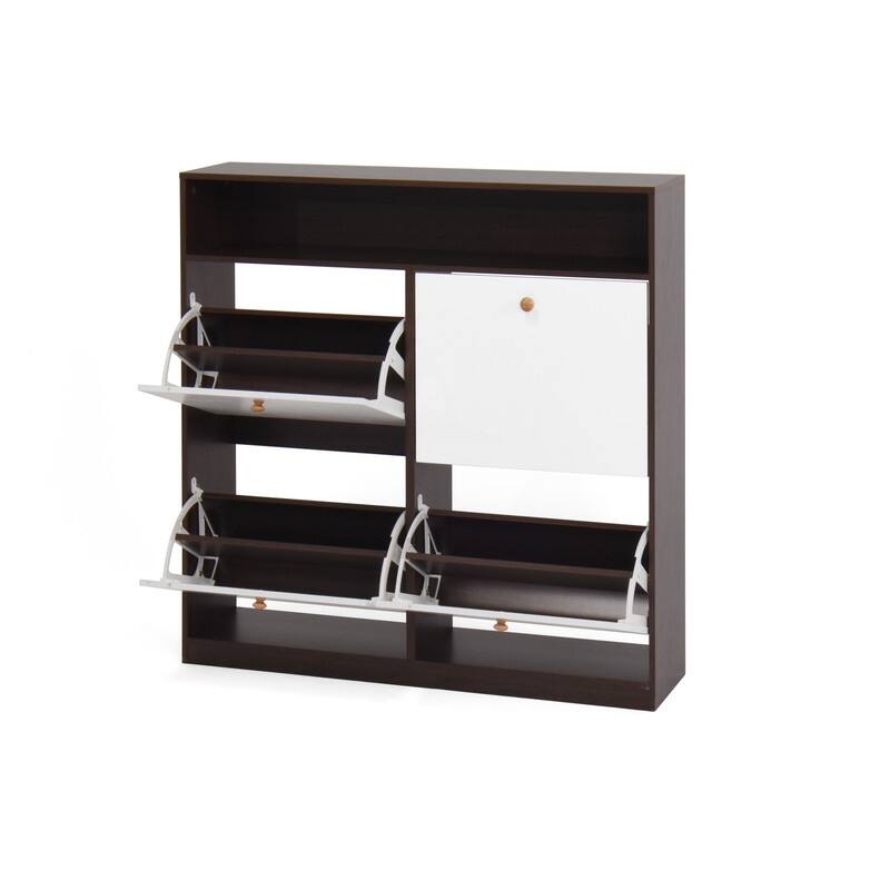 Slim 4-Door Flip Shoe Cabinet with Top Shelf & Anti-Tip Safety Feature