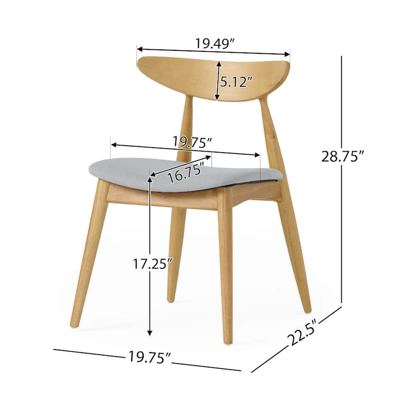 Set Of 2 Retro Rubberwood Chairs With Ergonomic Back & Plush Cushions