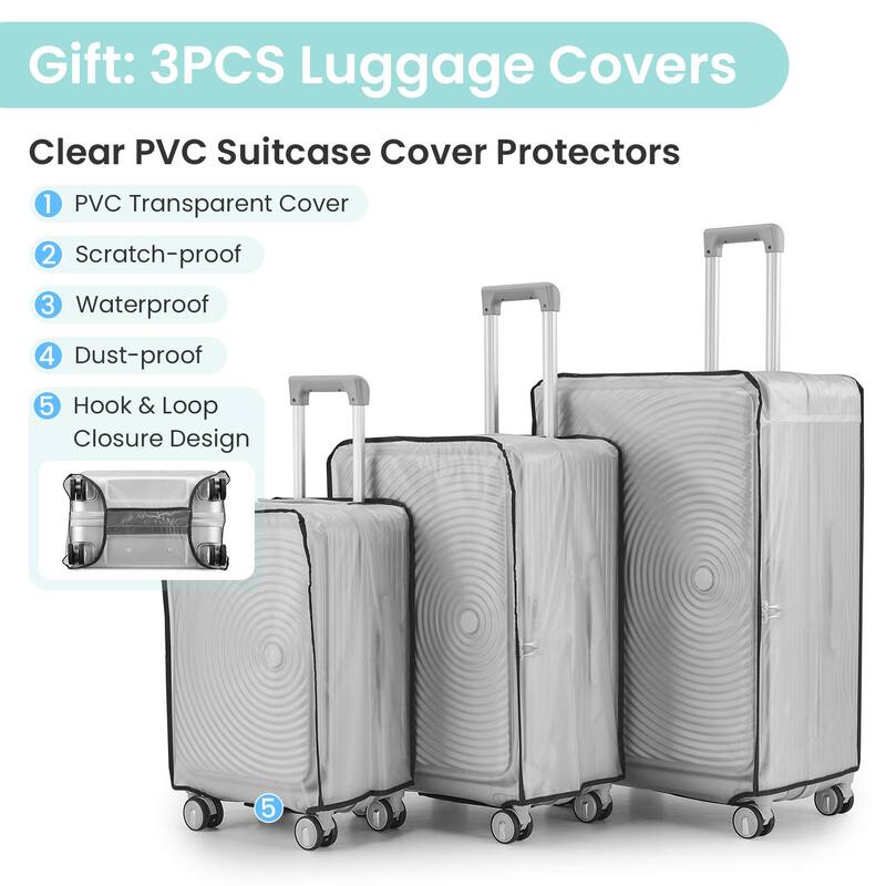 20/24/28 3-Piece Modern Expandable Luggage Sets, Hard-shell Luggage with Front Pocket and TSA Lock, for Boarding Travel