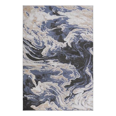 LOOM & LUXE Collection L.Blue/Abstract Non-Shedding Area Rug