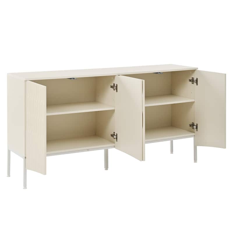 Elegant Sideboard Featuring Curved Bottom Doors with Arched Groove Design in a Stylish Four-Door Layout