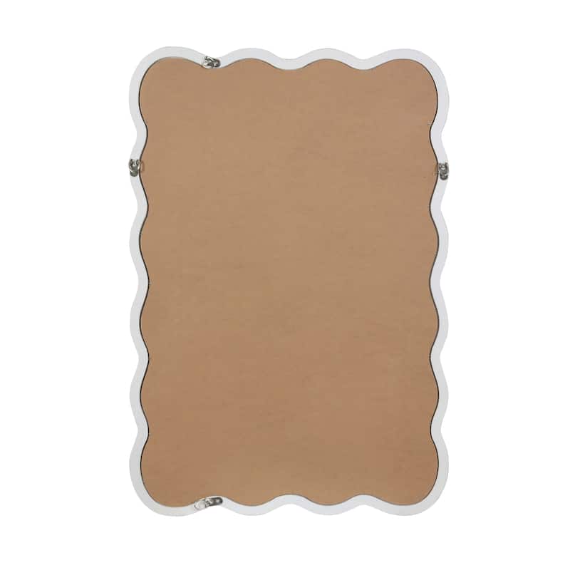 GDFStudio - Liorra Modern Artistic Wavy Rectangular Solid Wood Decorative Wall Mirror with Organic Flow Design