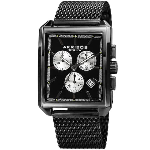 Akribos XXIV Men's Quartz Chronograph Date Black Bracelet Watch