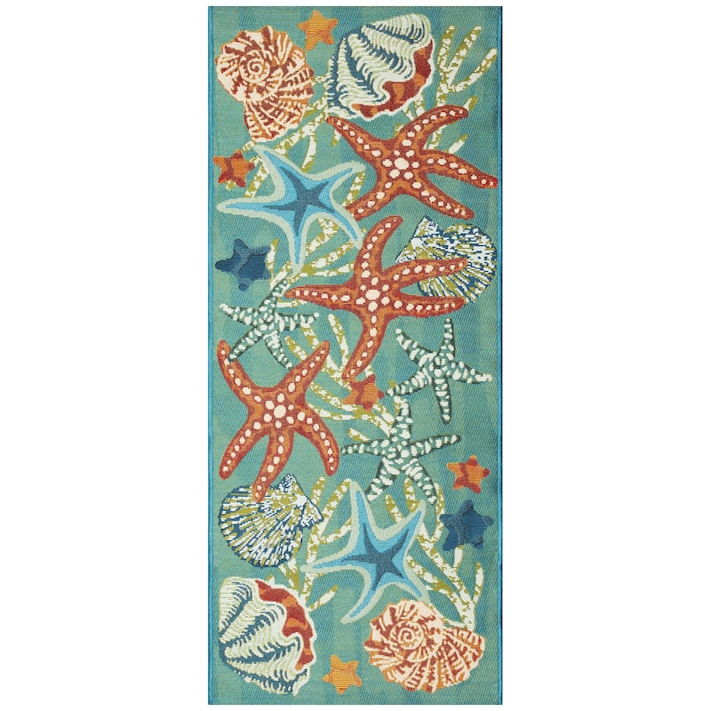 Liora Manne Esencia Starfish Song Indoor/Outdoor Mat Aqua 1'11" x 4'11"