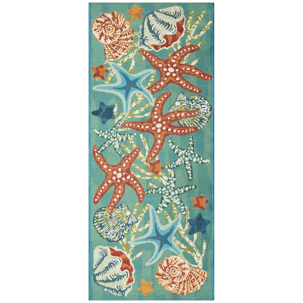 Liora Manne Esencia Starfish Song Indoor/Outdoor Mat Aqua 1'11" x 4'11"