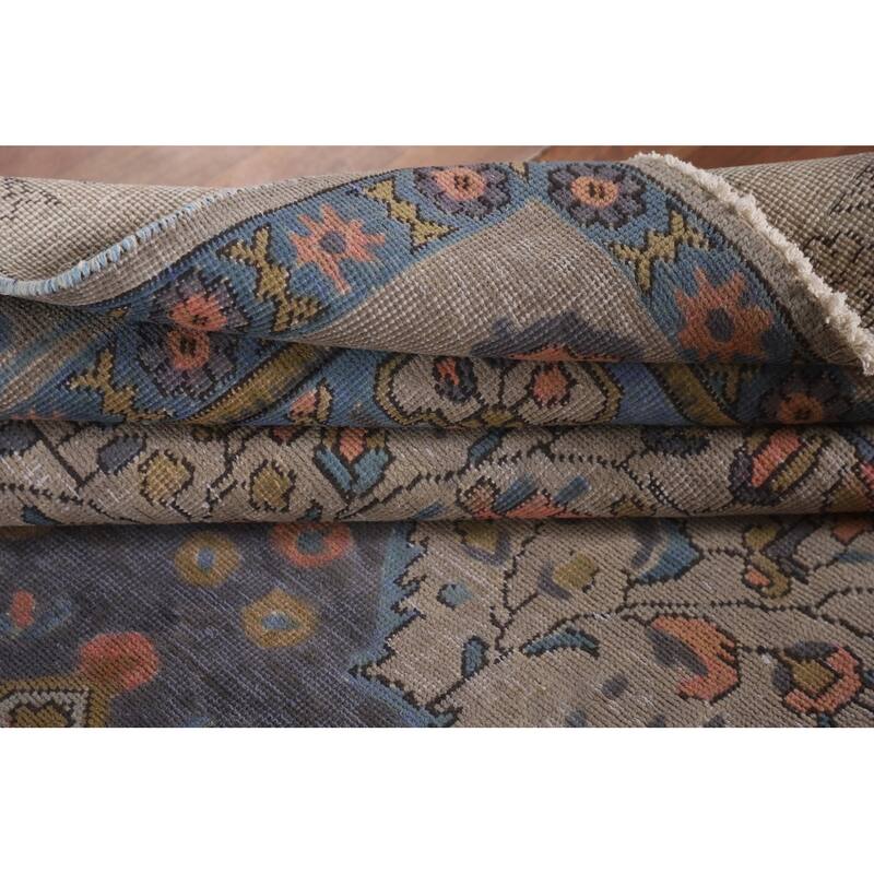 Distressed Over-Dyed Tabriz Persian Vintage Rug Handmade Wool Carpet - 6'9"x 9'6"
