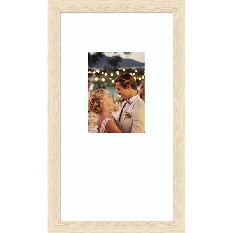 Woodgrain Stripe Blonde Framed Picture Frame, Photo Frame - 10x18 Matted to 5x7 - Woodgrain Stripe Blonde