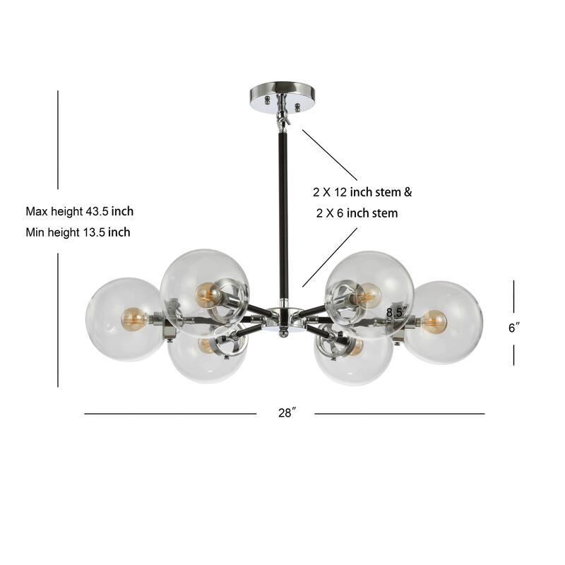 Maura 6-Light 28" Brass Cluster Pendant, by JONATHAN Y