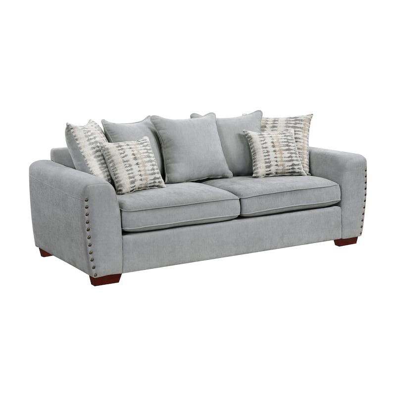 Fremont & Park Ezra 82" Chenille Living Room Loveseat with 7 Decor Pillows - Gray