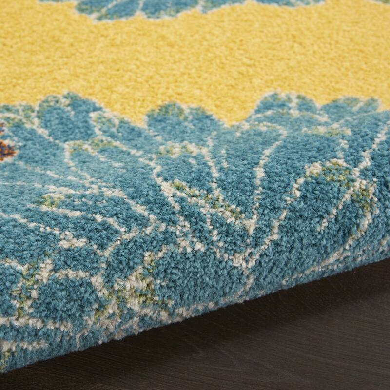 Power Loomed Floral Low Pile Durable Area Rug - 118' X '94' X '0.25