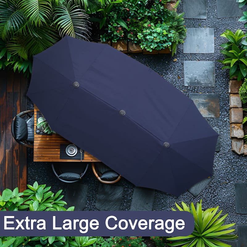 Ainfox 13FT/15FT Patio Umbrella Large Outdoor Umbrella with Base