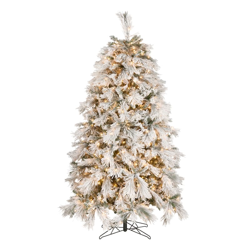 National Tree Company 7.5 ft. HGTV Home Collection Pre-Lit Flocked Bavarian Pine Tree - 7.5 Foot
