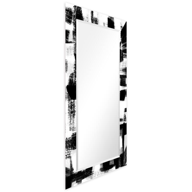 Jam Session Rectangular Beveled Mirror on Free Floating Printed Tempered Art Glass - Clear - 54" x 28"