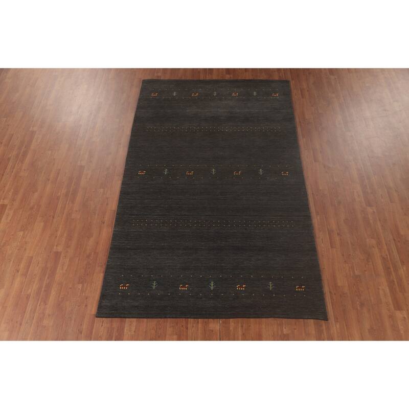 Tribal Animals Gabbeh Oriental Area Rug Wool Carpet - 6'1"x 9'9"
