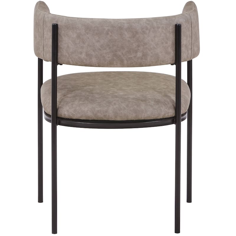 Dining Chair in Leather with Open-Back and Powder Coated Iron Legs Set of 4