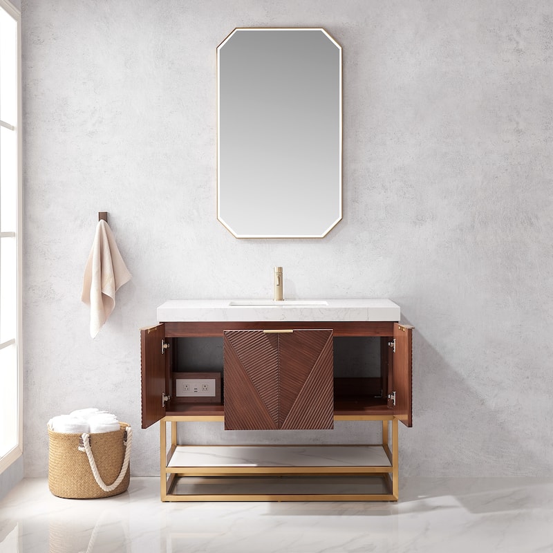 Mahon Single Bath Vanity with Composite Stone Top without Mirror