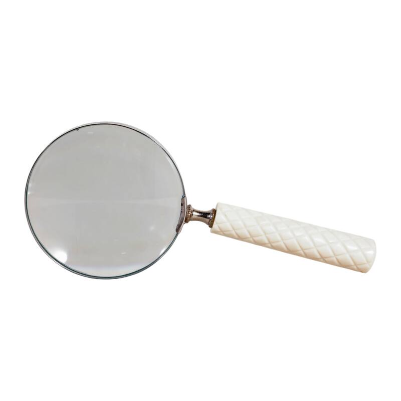 Resin Metal Decorative Object Magnifying Glass Home Decor - 1" Ivory - 4" x 9" x 0.75"