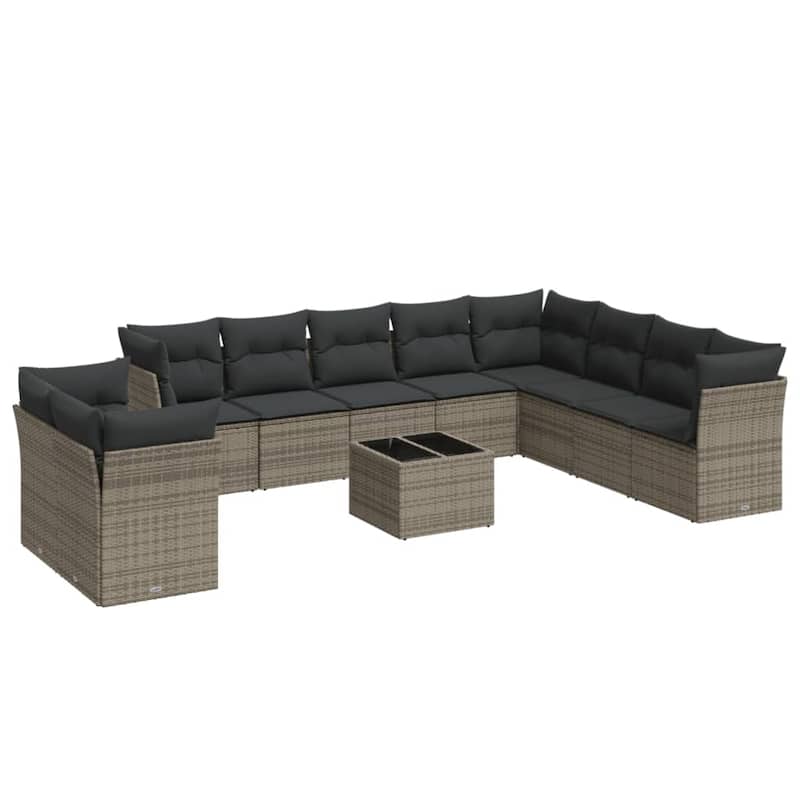 vidaXL Garden Sofa Set Grey PE Rattan Large Modular Garden Sofa Set - 24.4 x 24.4 x 27.2