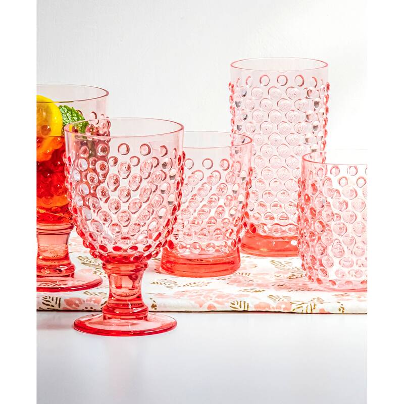 Abode Homewares Hobnail Acrylic Stemless Wine Glass - 15 oz - Set of 6