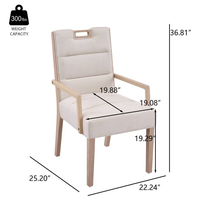 Christopher Knight Home - Modern Upholstered Rubber Wood Dining Chairs with Armrests