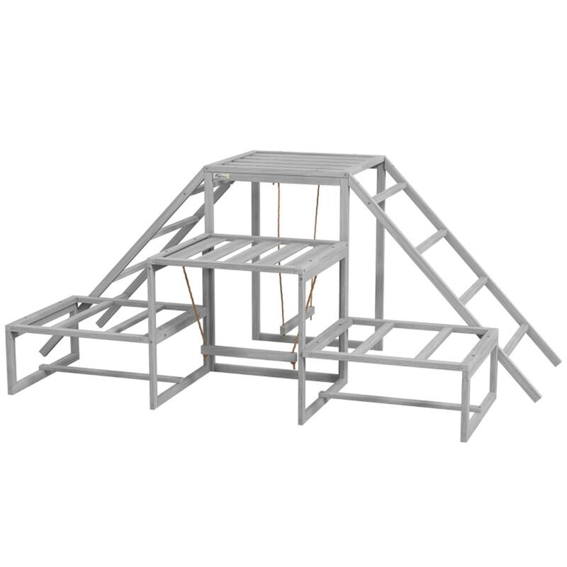 Multi-Perch Chicken Play Set with Ladders and Swings - Grey - Grey - Grey
