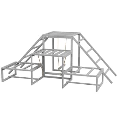 Multi-Perch Chicken Play Set with Ladders and Swings - Grey - Grey